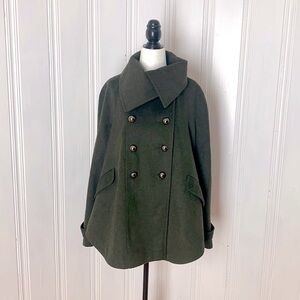 Papaya Dark Green Double-Breasted Coat